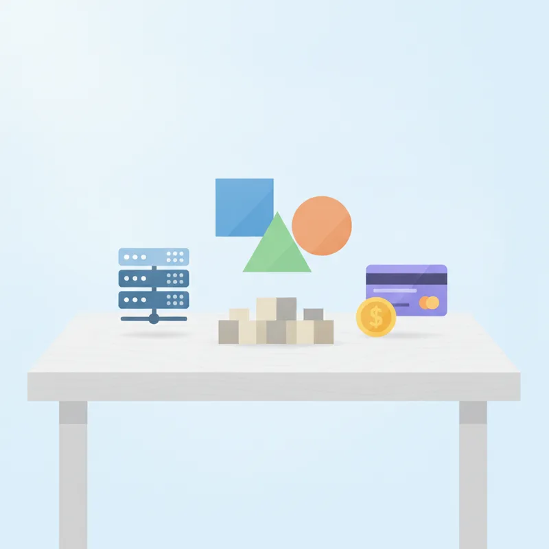 Modern illustration representing initial investment costs and platform choices for an e-commerce site.
