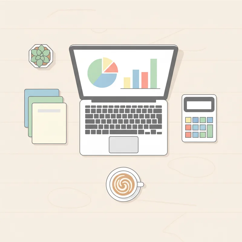 An organized digital workspace with financial charts illustrating what pre-accounting does