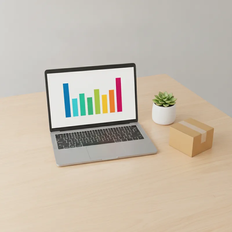 Charts analyzed on a computer for e-commerce inventory management and financial optimization