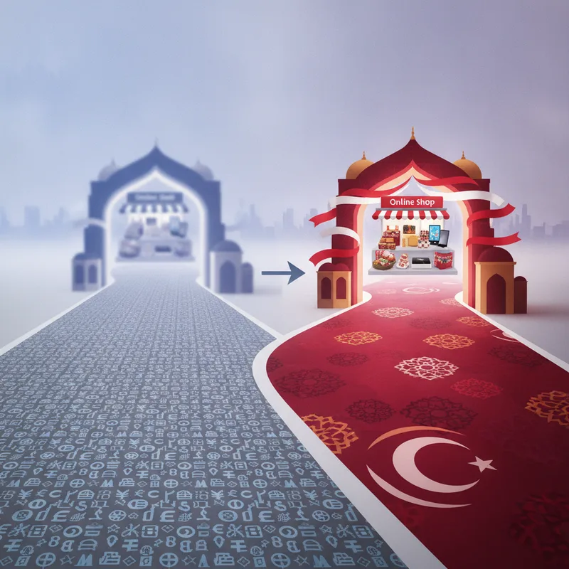 An illustration emphasizing the strategic importance of choosing a local e-commerce solution for the Turkish market.